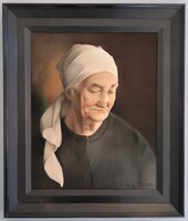 Old Woman, pastel by Firmin Baes