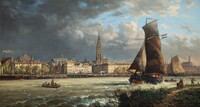 View of Antwerp by Charles Euphrasie Kuwasseg, 1874